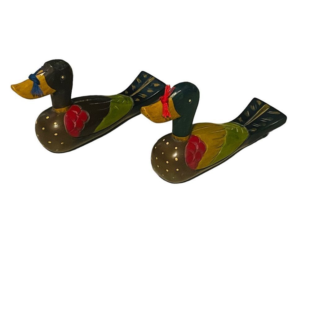 Set of 2 Vintage Hand Carved Wooden Decoys